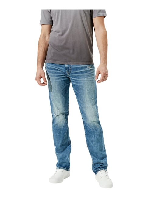 Buy American Eagle Outfitters Blue Regular Fit Distressed Jeans