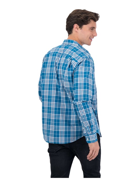 Buy American Eagle Outfitters Blue Cotton Regular Fit Checks