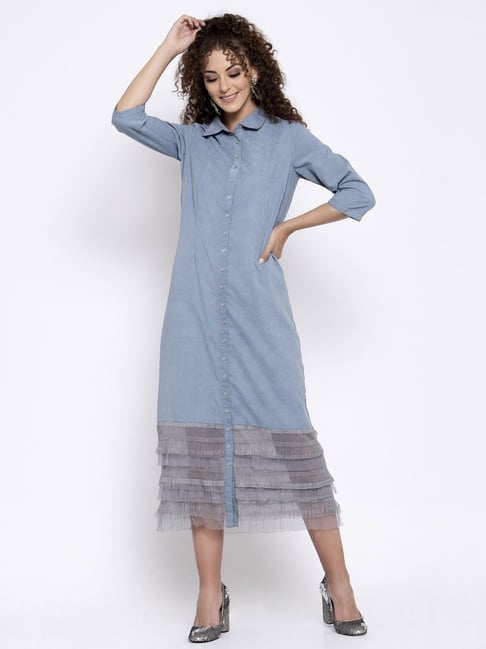 Lela Powder Blue Lace Dress