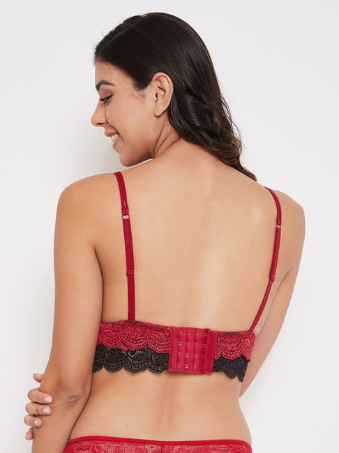 Buy Clovia Red Lace Half Coverage Padded Under-Wired Bralette Bra for  Women's Online @ Tata CLiQ