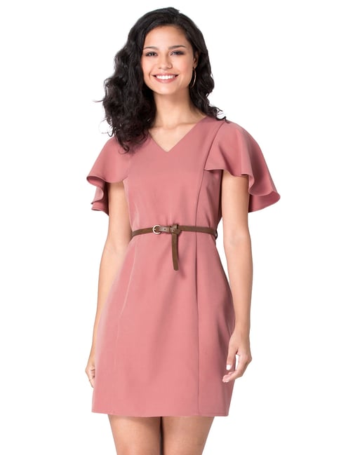 FabAlley Dusky Pink Regular Fit Bodycon Dress Price in India