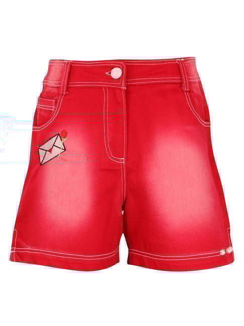 Cutecumber Kids Red Washed Shorts