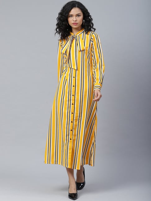yellow black striped dress