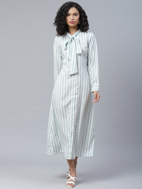 Melon by PlusS White & Blue Striped Dress Price in India