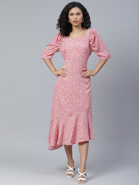 Melon by PlusS Pink Floral Print Dress Price in India