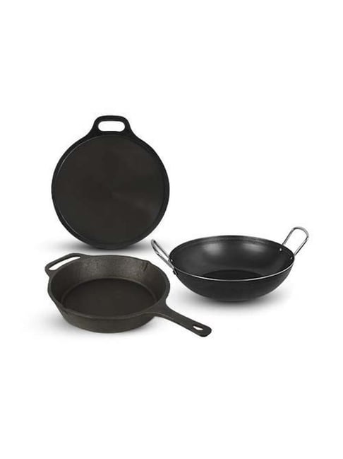 Buy The Indus Valley Black Cast Iron 3 Piece Cookware Set at Best Price ...