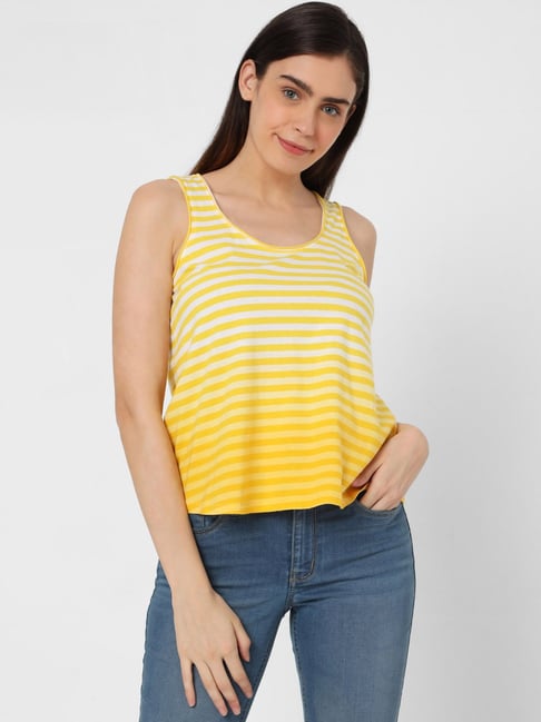 Vero Moda Yellow Striped Tank Top Price in India