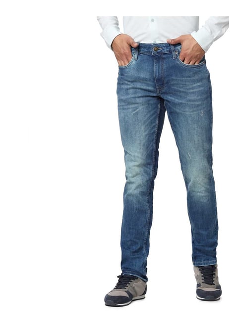 Jack & Jones Dark Blue Slim Fit Lightly Washed Jeans