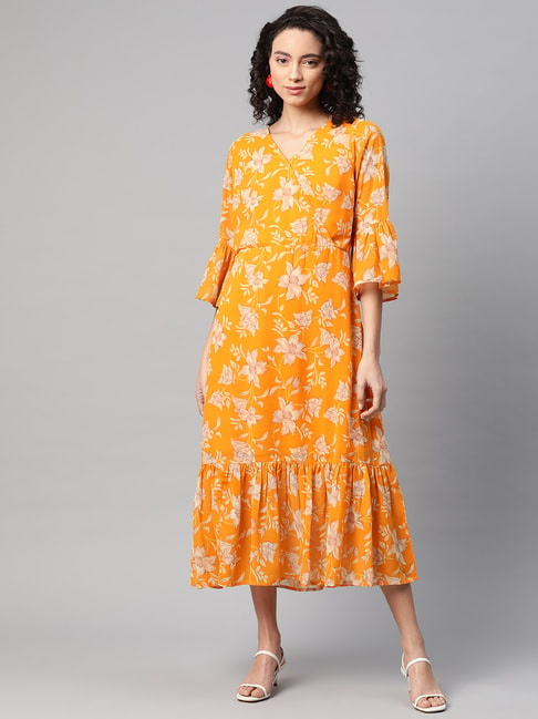 Melon by PlusS Yellow Floral Print Dress Price in India