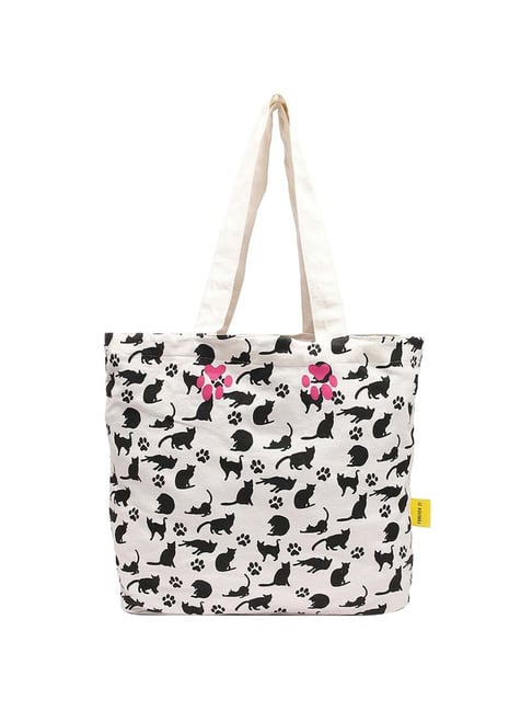 Forever 21 White Printed Medium Tote Handbag Price in India