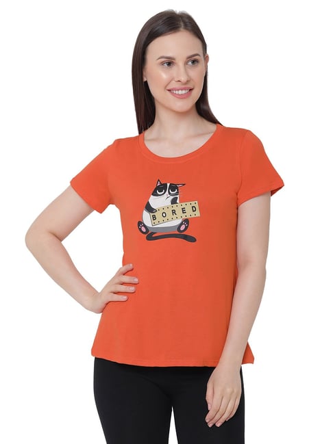 Soie Orange Printed T-Shirt-picture-39
