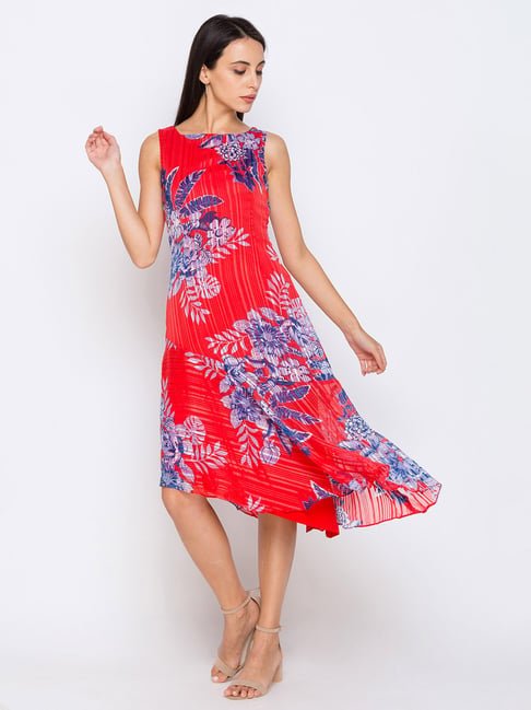 Globus Red Floral Print Dress Price in India