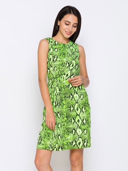 Globus Neon Green Animal Print Dress Price in India