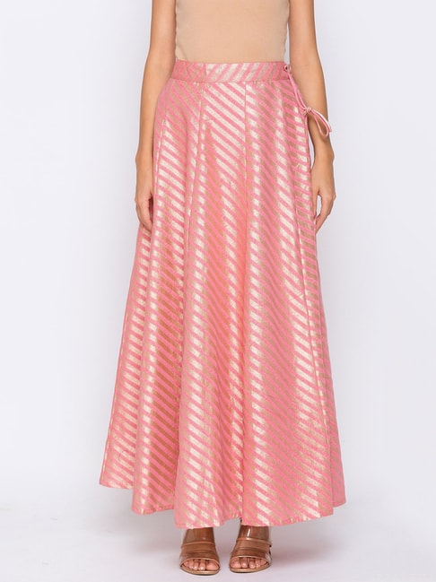 Globus Pink & Golden Striped Skirt Price in India