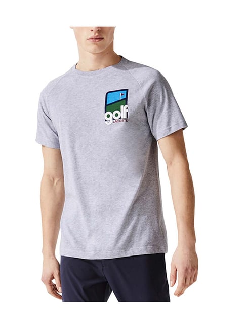 Lacoste Grey SPORT 3D Design Breathable Cotton Golf Printed Regular Fit T-Shirt