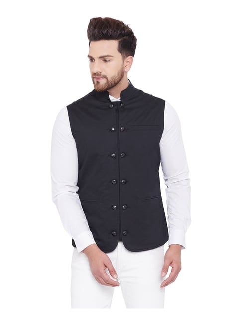 Men's Black Color Nehru Jacket With Kurta Pant Set - Hilo Design – Trendia