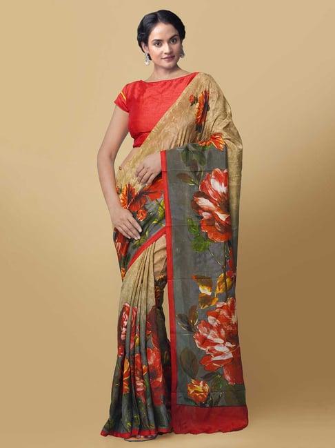 Unnati Silks Women's  Digital Printed Crepe Soft Silk Saree Price in India