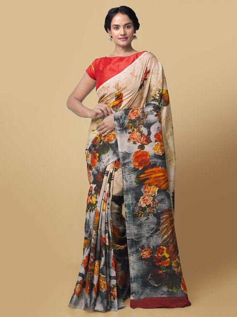 Unnati Silks Women's  Digital Printed Crepe Soft Silk Saree Price in India