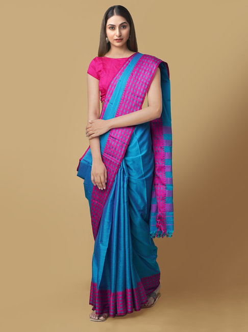 Unnati Silks Women's Pure Handloom Narayanpet Silk Cotton Saree Price in India