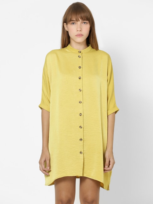 Only Mustard Textured Dress Price in India