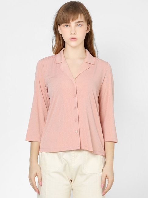 Only Misty Rose Textured Shirt Price in India