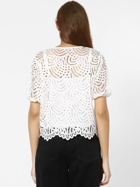 Buy Only White Self Design Top for Women Online @ Tata CLiQ