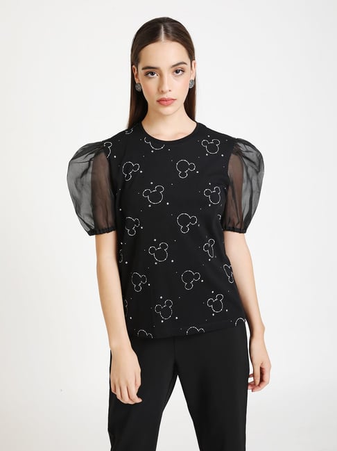 Kazo Black Printed Top - Disney Collection