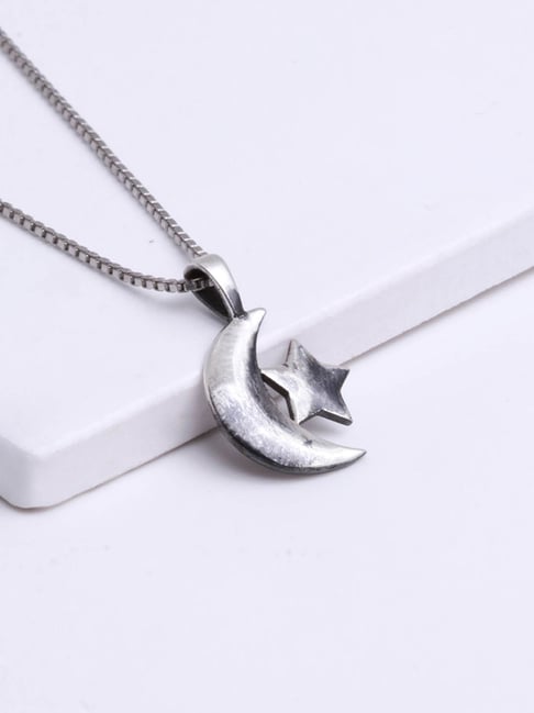 moon star silver necklace