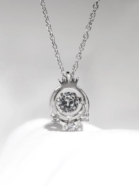 Silver TwoTone Dancing Diamond Necklace