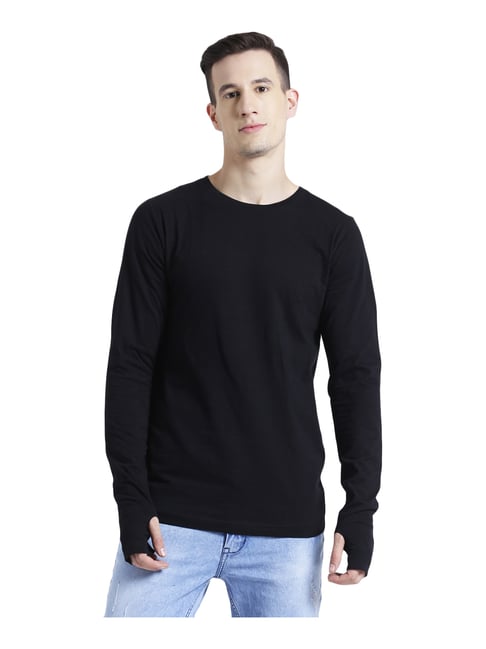 Rigo Black Cotton Slim Fit T-Shirt