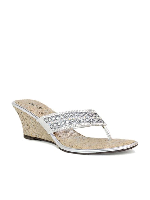 Inc.5 Women's Silver Thong Wedges Price in India