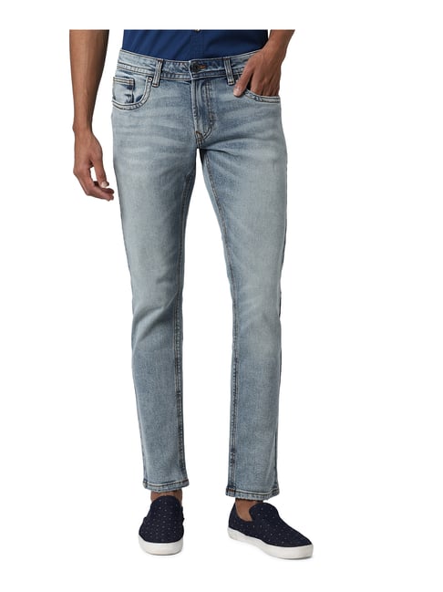 Blue Skinny Fit Heavily Washed Jeans 