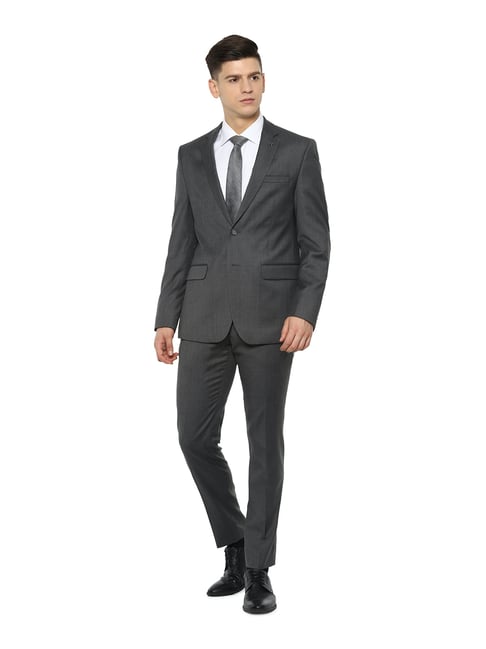 Must Haves Three Piece Grey Solid Formal Suit - Jaguar