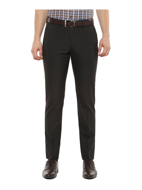 Van Heusen Brown Slim Fit Flat Front Trousers