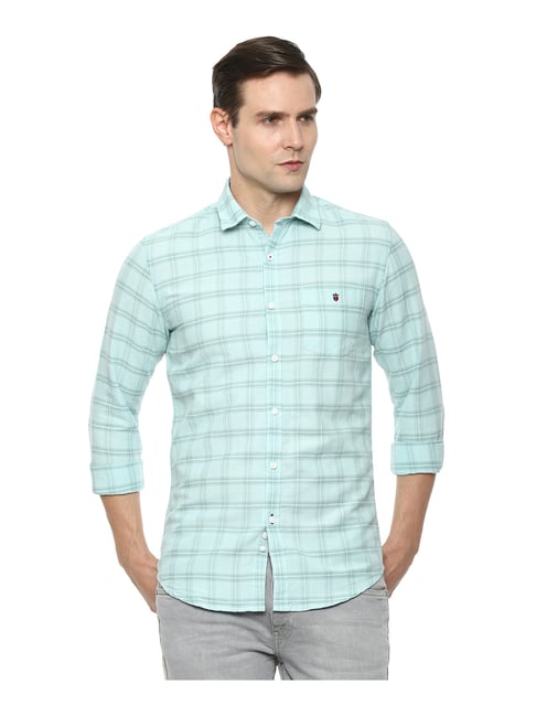 Buy Louis Philippe Blue Cotton Slim Fit Checks Shirts for Mens Online @  Tata CLiQ