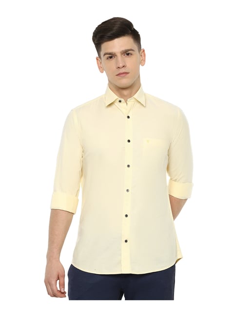 Van Heusen Yellow Slim Fit Cotton Shirt 