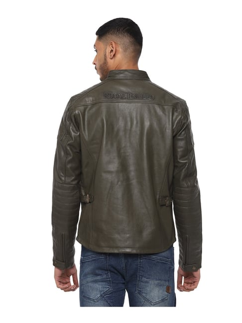 Buy Royal Enfield Green Regular Fit Biker Jacket for Men Online Tata CLiQ