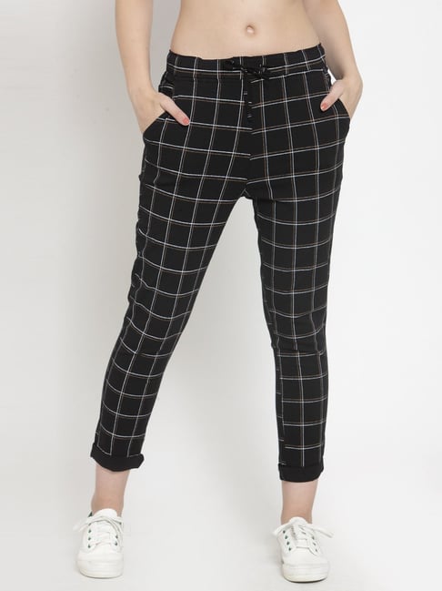 Buy Fred Perry Women Black Chequered Casual Pants Online  755540  The  Collective
