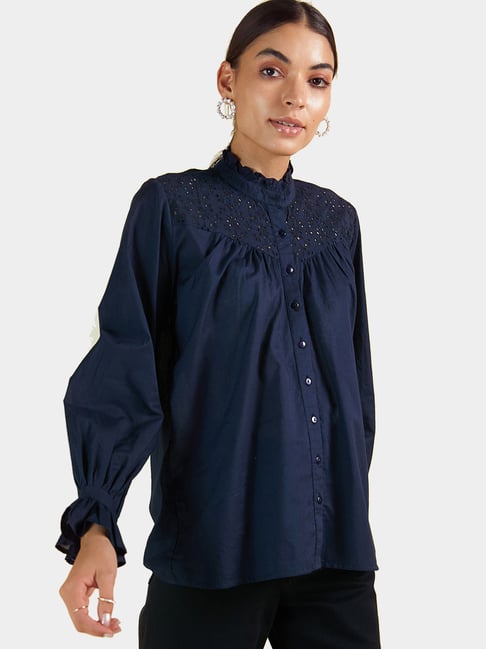 Femella Navy Cut Work Shirt Price in India