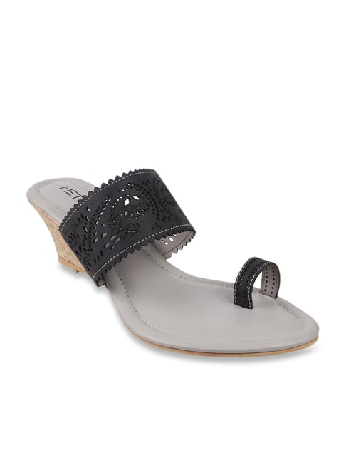 Buy Metro Women's Charcoal Grey Toe Ring Sandals for Women at Best