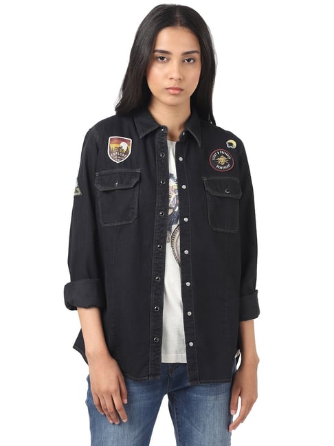 SEG2 Button-Front Denim Dress Uniform Shirt HRC2 custom embroidered or  printed with your logo.