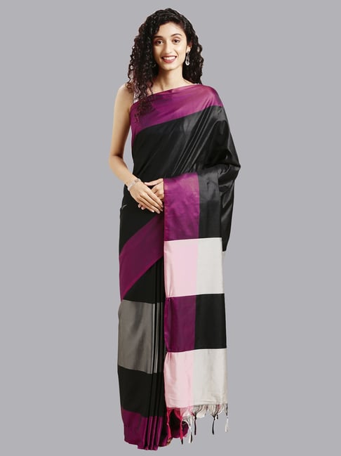 Satrani Multicolor Check Saree With Blouse Price in India