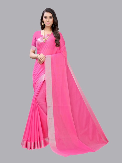 Satrani Pink Saree With Blouse Price in India