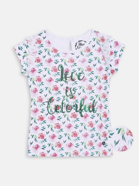 Blue Giraffe Kids White Cotton Printed T-Shirt-picture-10