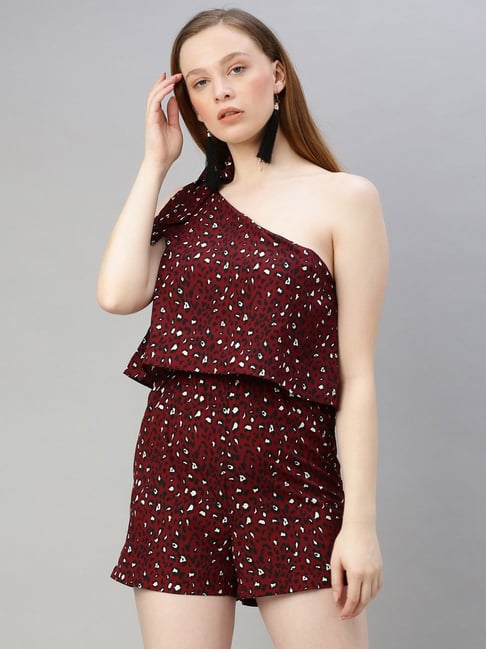 Sera Maroon Animal Print Playsuit-picture-32