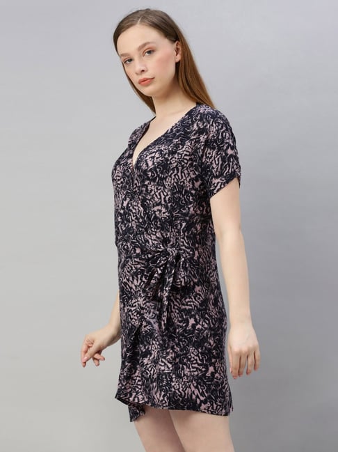 Sera Black & Pink Printed Dress Price in India