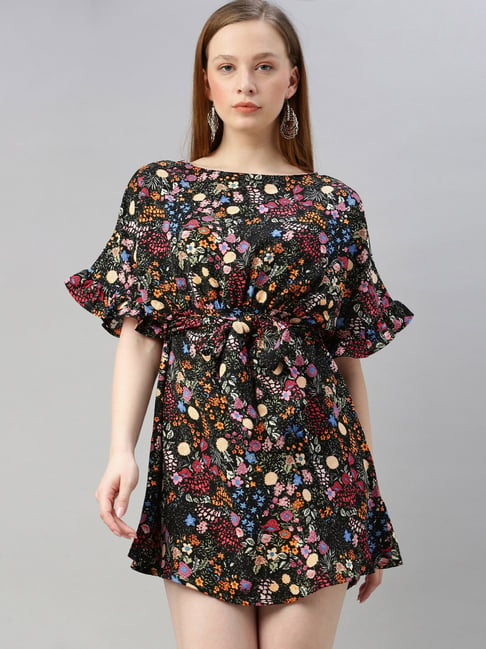 Sera Black Floral Print Dress Price in India