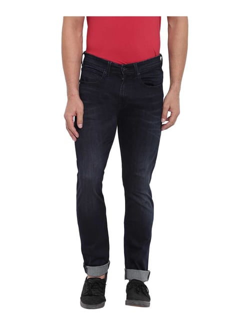 Pepe Jeans Blue Solid Slim Fit Lightly Washed Jeans