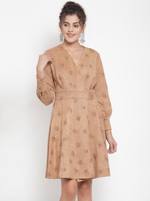 Buy Global Republic Brown Floral Print Wrap Dress for Women Online