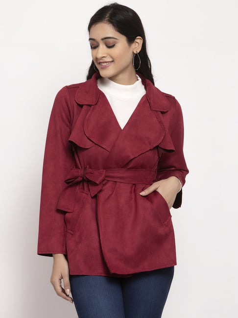 maroon wrap coat